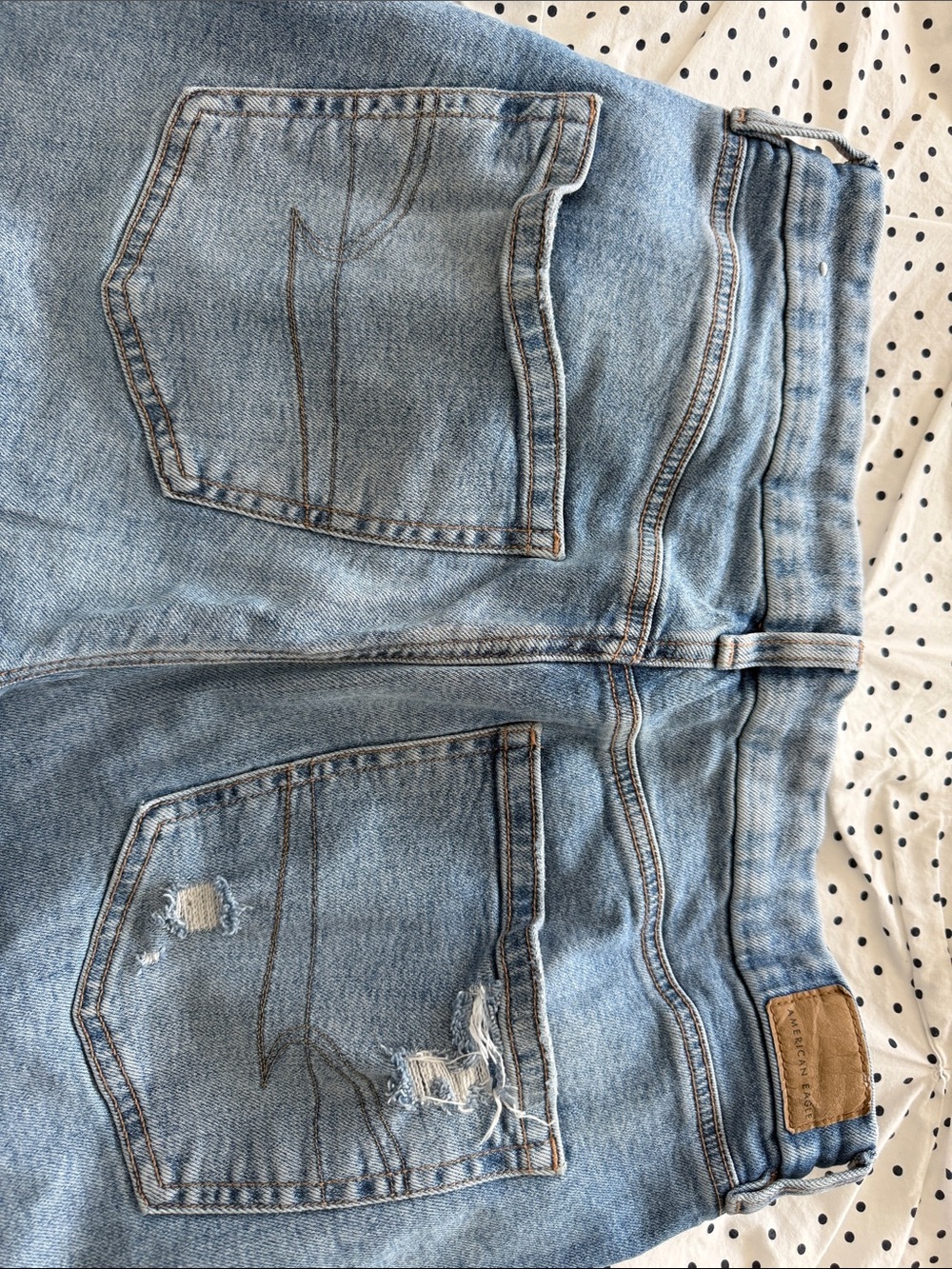 American Eagle Outfitters Light Blue Distressed Curvy Straight Jeans - Picture 10 of 10